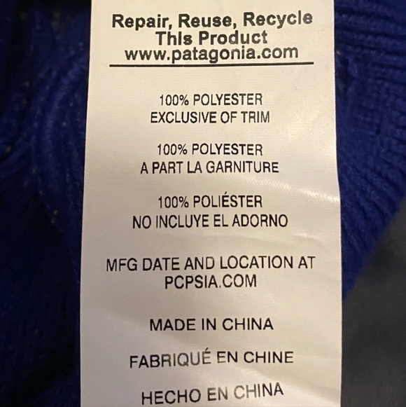 PATAGONIA Desert Blue & Mustard-Yellow Knit POM POM Hat ONE SIZE - Picture 12 of 15